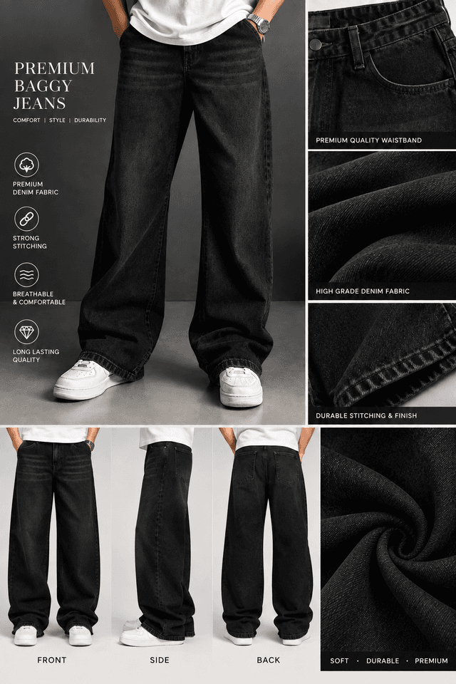 BLACK BAGGY JEAN'S DENIM