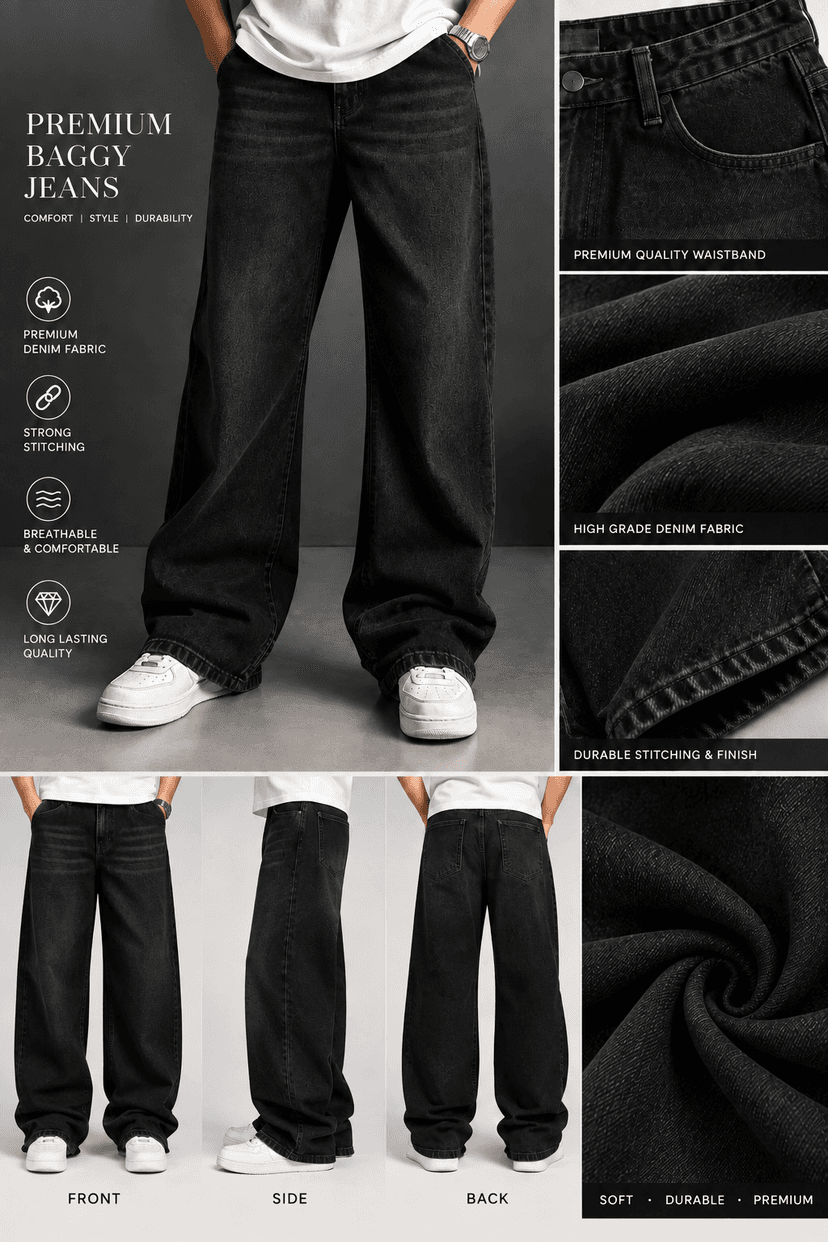 BLACK BAGGY JEAN'S DENIM