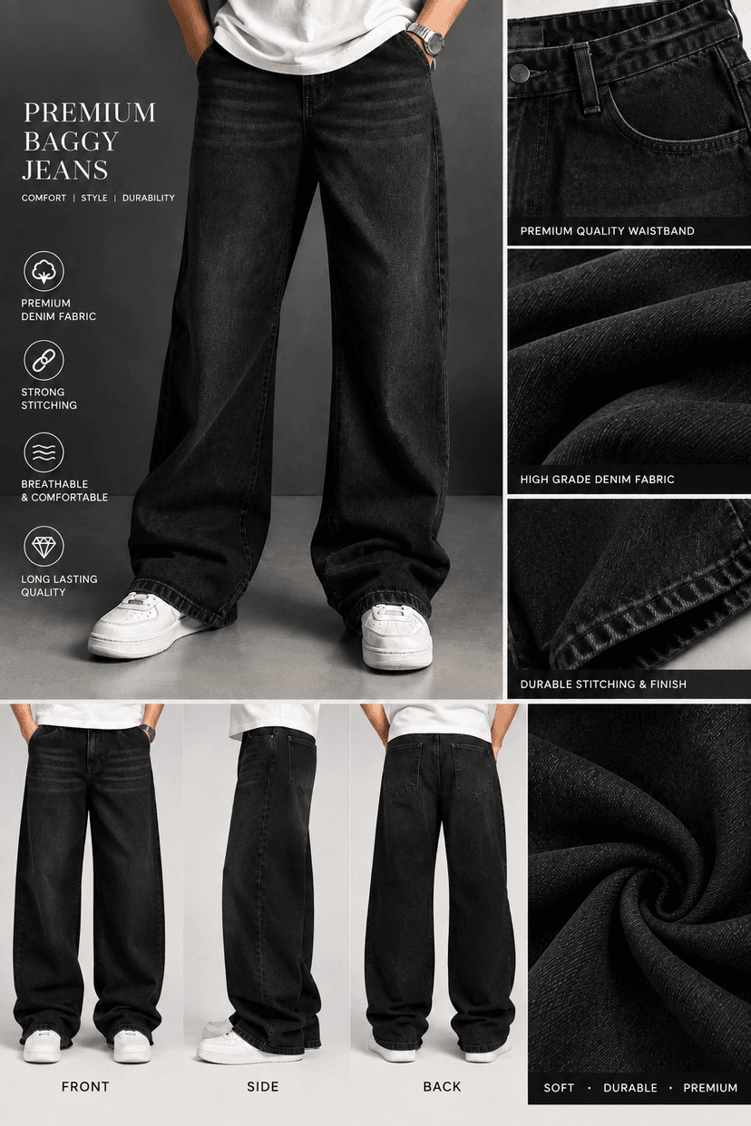 BLACK BAGGY JEAN'S DENIM - Image 1